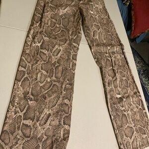 Divided Snake Print Brown Pants